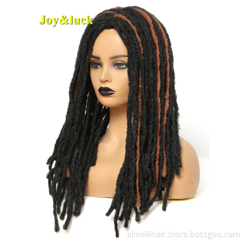 New Crochet Braids Wig Long Straight Dreadlock Black Mix Brown Hair Wigs For Women Or Men Synthetic Braiding Hair Style